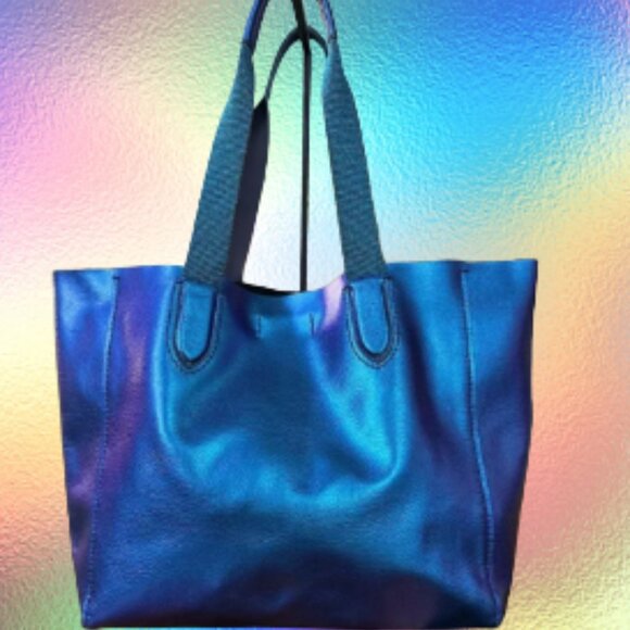 EUC Coach x NASA Hologram Iridescent Blue Derby Tote Bag - Picture 1 of 7